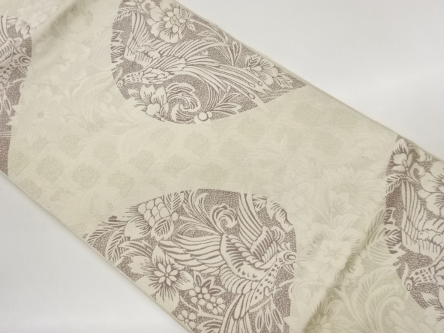 JAPANESE KIMONO / O-NAGA CHICKEN / FLORAL / LEAF PATTERNS / WOVEN- NAG